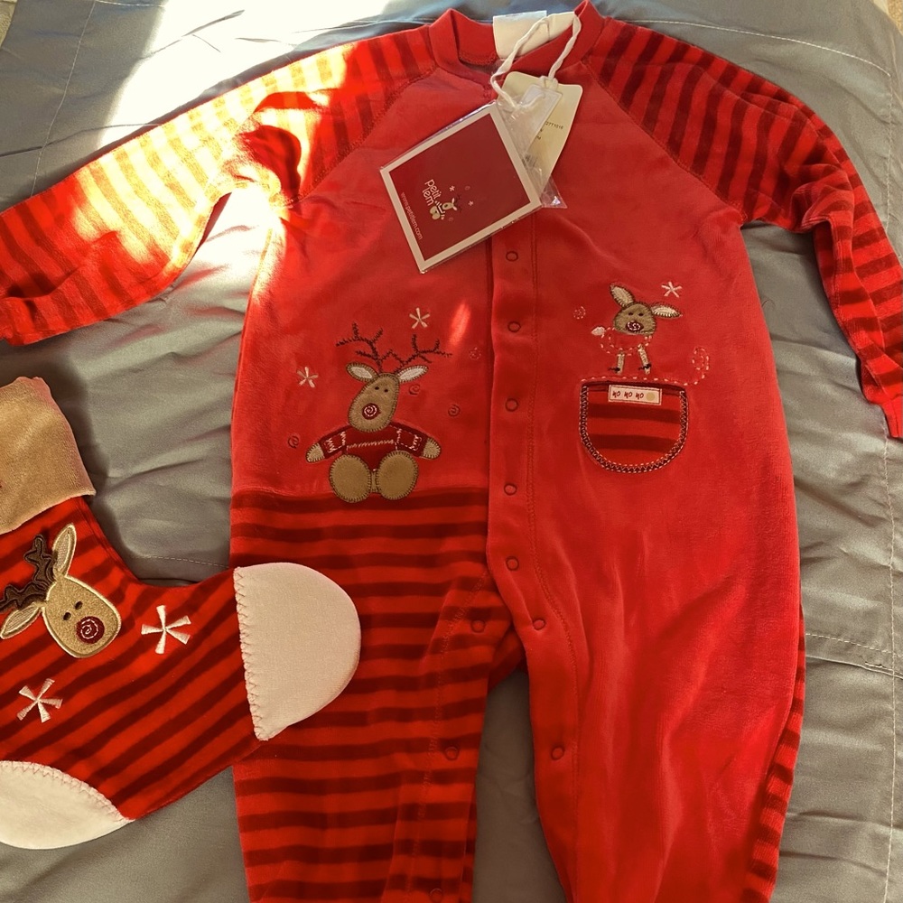 Christmas Baby Pajamas and matching stocking